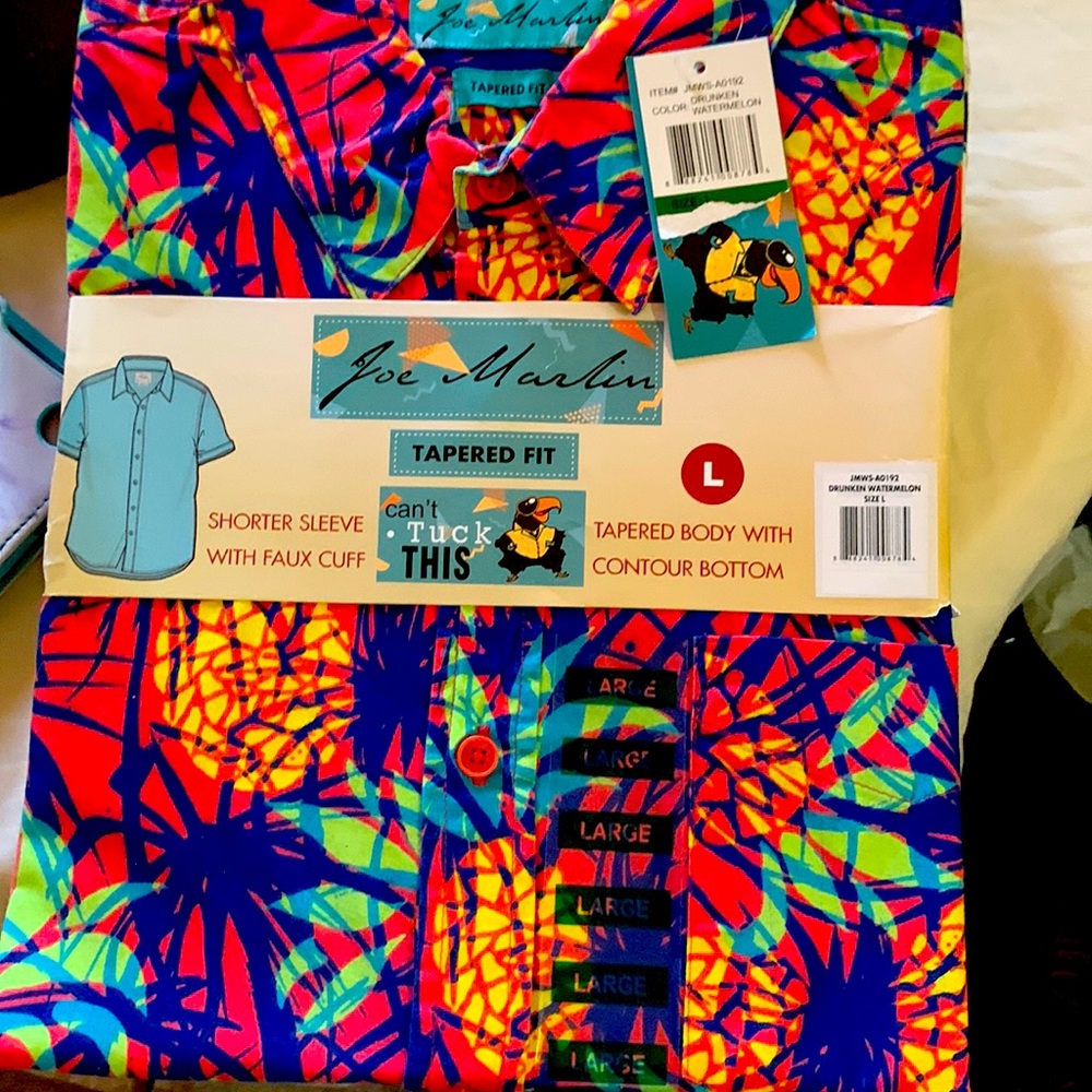 Men’s Joe Marlin tapered fit, short sleeve shirt, relax, fit, watermelon print